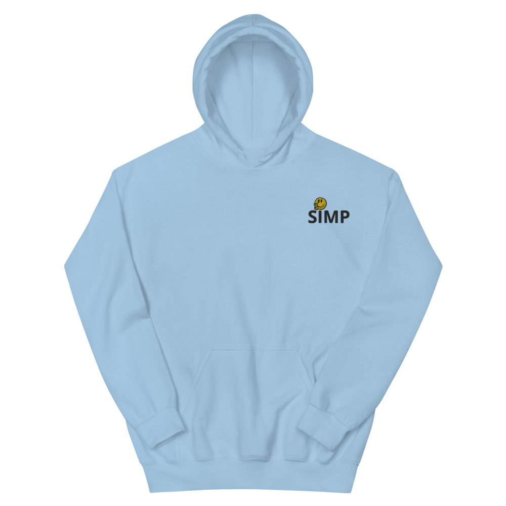 Whattasimp Smiley Peace Embroidered Light Blue Hoodie